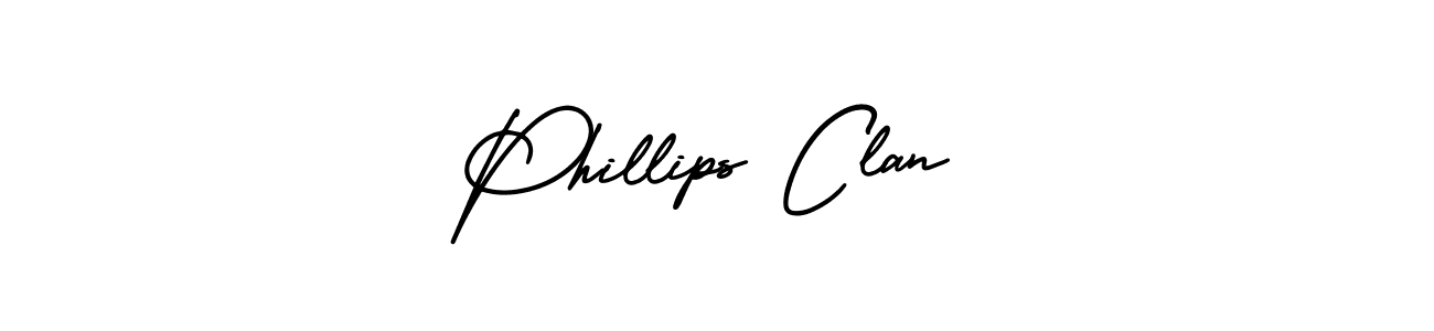 Phillips Clan stylish signature style. Best Handwritten Sign (AmerikaSignatureDemo-Regular) for my name. Handwritten Signature Collection Ideas for my name Phillips Clan. Phillips Clan signature style 3 images and pictures png