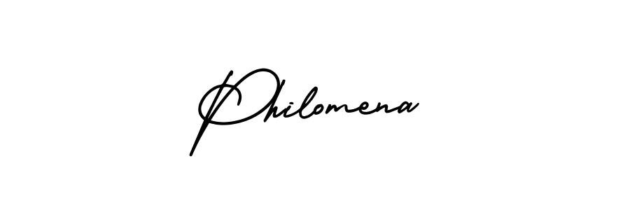 Philomena stylish signature style. Best Handwritten Sign (AmerikaSignatureDemo-Regular) for my name. Handwritten Signature Collection Ideas for my name Philomena. Philomena signature style 3 images and pictures png