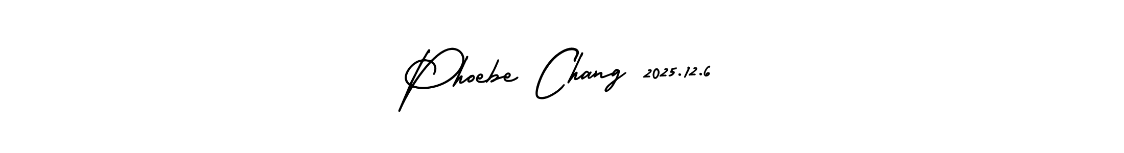 You should practise on your own different ways (AmerikaSignatureDemo-Regular) to write your name (Phoebe Chang 2025.12.6) in signature. don't let someone else do it for you. Phoebe Chang 2025.12.6 signature style 3 images and pictures png