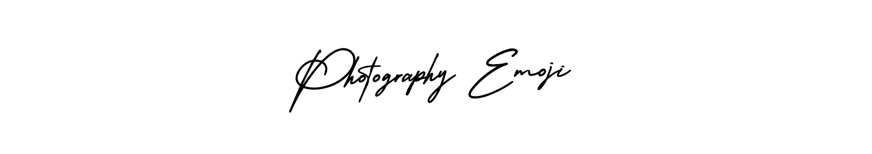 The best way (AmerikaSignatureDemo-Regular) to make a short signature is to pick only two or three words in your name. The name Photography Emoji include a total of six letters. For converting this name. Photography Emoji signature style 3 images and pictures png