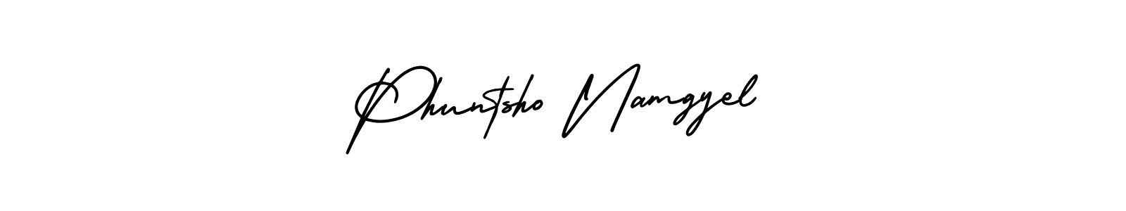 You should practise on your own different ways (AmerikaSignatureDemo-Regular) to write your name (Phuntsho Namgyel) in signature. don't let someone else do it for you. Phuntsho Namgyel signature style 3 images and pictures png