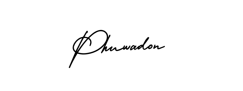 The best way (AmerikaSignatureDemo-Regular) to make a short signature is to pick only two or three words in your name. The name Phuwadon include a total of six letters. For converting this name. Phuwadon signature style 3 images and pictures png