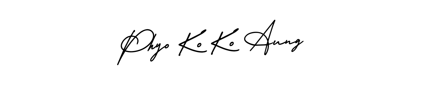 Use a signature maker to create a handwritten signature online. With this signature software, you can design (AmerikaSignatureDemo-Regular) your own signature for name Phyo Ko Ko Aung. Phyo Ko Ko Aung signature style 3 images and pictures png