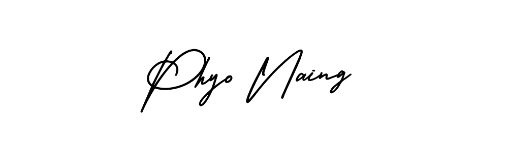 How to make Phyo Naing name signature. Use AmerikaSignatureDemo-Regular style for creating short signs online. This is the latest handwritten sign. Phyo Naing signature style 3 images and pictures png