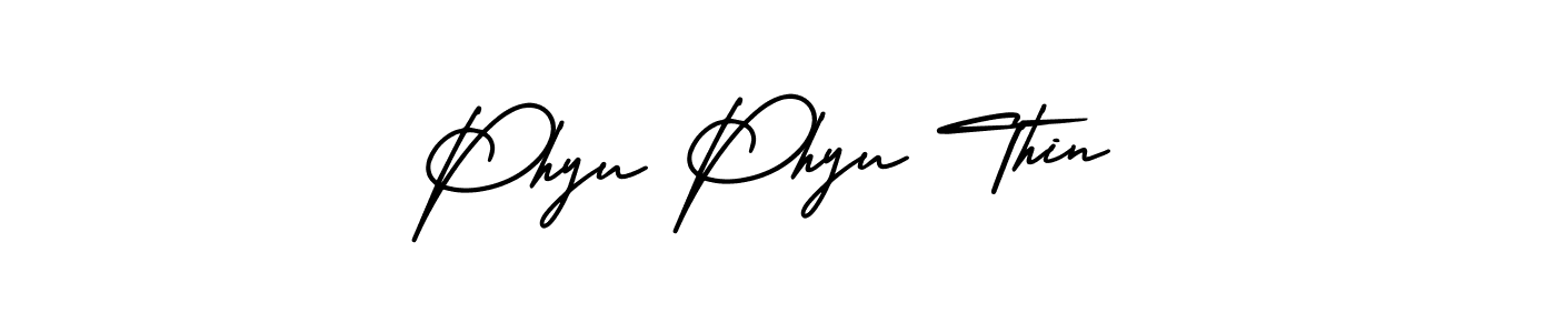 You should practise on your own different ways (AmerikaSignatureDemo-Regular) to write your name (Phyu Phyu Thin) in signature. don't let someone else do it for you. Phyu Phyu Thin signature style 3 images and pictures png