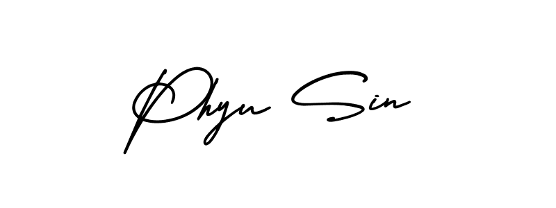 How to make Phyu Sin name signature. Use AmerikaSignatureDemo-Regular style for creating short signs online. This is the latest handwritten sign. Phyu Sin signature style 3 images and pictures png