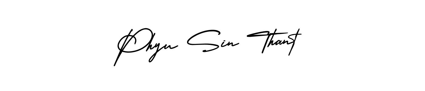 Phyu Sin Thant stylish signature style. Best Handwritten Sign (AmerikaSignatureDemo-Regular) for my name. Handwritten Signature Collection Ideas for my name Phyu Sin Thant. Phyu Sin Thant signature style 3 images and pictures png