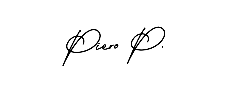 You should practise on your own different ways (AmerikaSignatureDemo-Regular) to write your name (Piero P.) in signature. don't let someone else do it for you. Piero P. signature style 3 images and pictures png