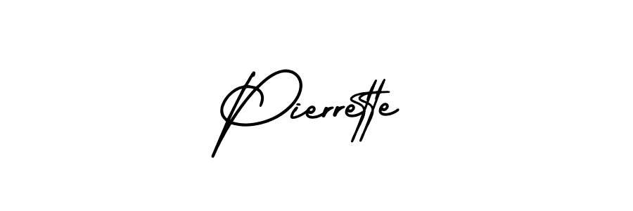 The best way (AmerikaSignatureDemo-Regular) to make a short signature is to pick only two or three words in your name. The name Pierrette include a total of six letters. For converting this name. Pierrette signature style 3 images and pictures png