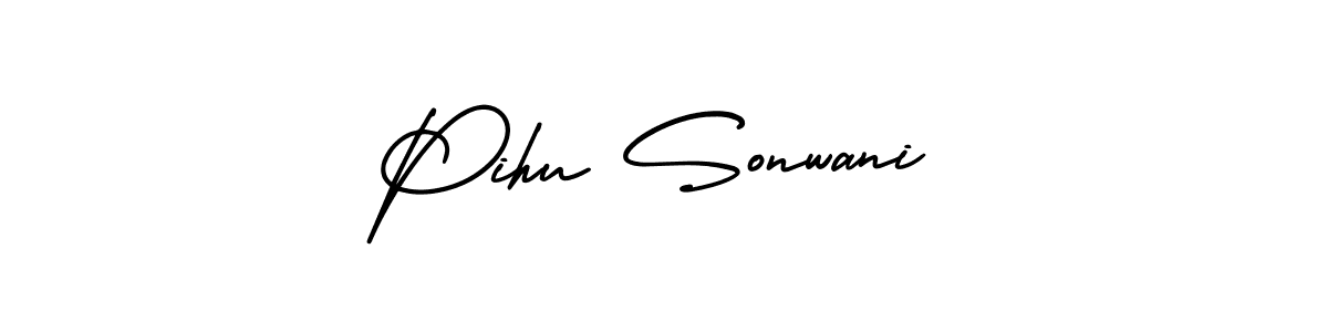 How to Draw Pihu Sonwani signature style? AmerikaSignatureDemo-Regular is a latest design signature styles for name Pihu Sonwani. Pihu Sonwani signature style 3 images and pictures png