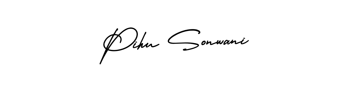 How to Draw Pihu Sonwani signature style? AmerikaSignatureDemo-Regular is a latest design signature styles for name Pihu Sonwani. Pihu Sonwani signature style 3 images and pictures png