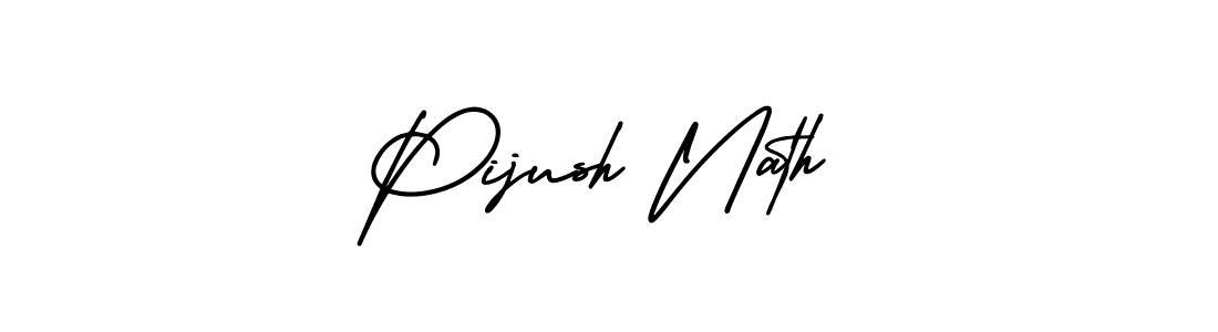 The best way (AmerikaSignatureDemo-Regular) to make a short signature is to pick only two or three words in your name. The name Pijush Nath include a total of six letters. For converting this name. Pijush Nath signature style 3 images and pictures png