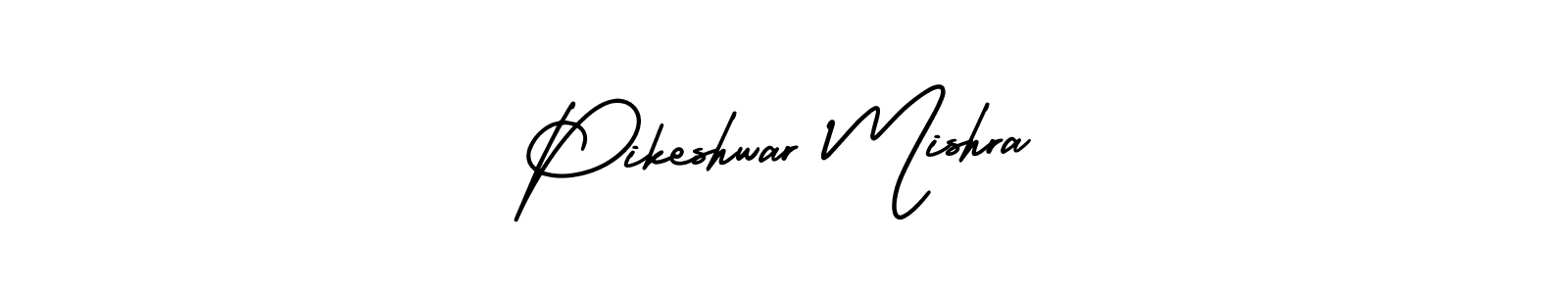 The best way (AmerikaSignatureDemo-Regular) to make a short signature is to pick only two or three words in your name. The name Pikeshwar Mishra include a total of six letters. For converting this name. Pikeshwar Mishra signature style 3 images and pictures png