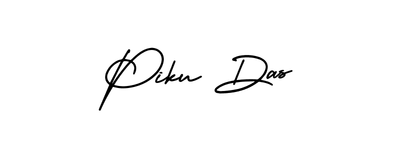 You should practise on your own different ways (AmerikaSignatureDemo-Regular) to write your name (Piku Das) in signature. don't let someone else do it for you. Piku Das signature style 3 images and pictures png