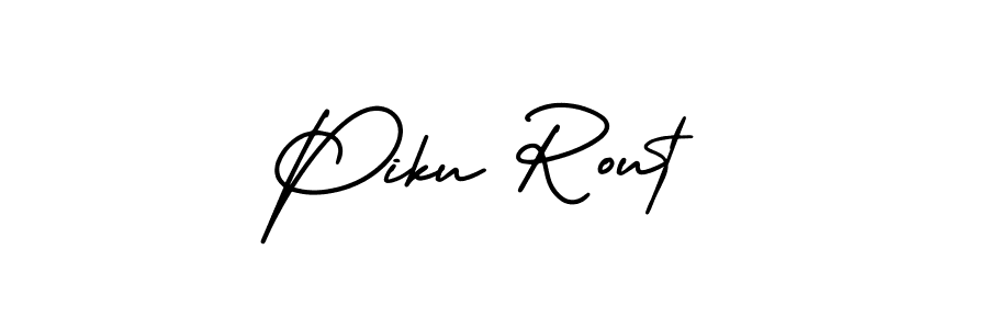 Piku Rout stylish signature style. Best Handwritten Sign (AmerikaSignatureDemo-Regular) for my name. Handwritten Signature Collection Ideas for my name Piku Rout. Piku Rout signature style 3 images and pictures png