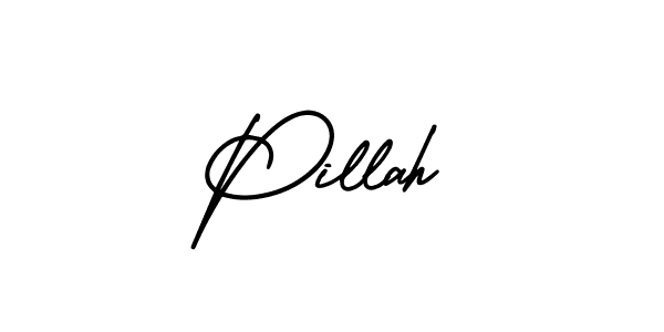 How to make Pillah name signature. Use AmerikaSignatureDemo-Regular style for creating short signs online. This is the latest handwritten sign. Pillah signature style 3 images and pictures png