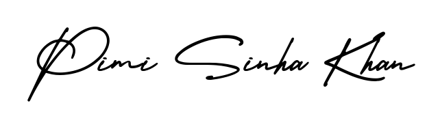 A stylish, flowing autograph style designed for name Pimi Sinha Khan using AmerikaSignatureDemo-Regular typography. Perfect for digital creative projects. Pimi Sinha Khan signature style 3 images and pictures png