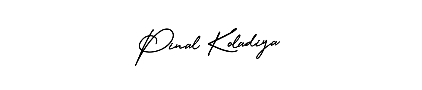 You should practise on your own different ways (AmerikaSignatureDemo-Regular) to write your name (Pinal Koladiya) in signature. don't let someone else do it for you. Pinal Koladiya signature style 3 images and pictures png