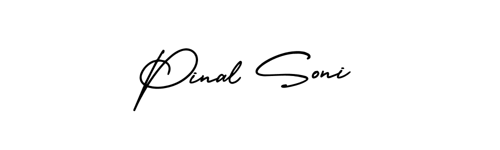 The best way (AmerikaSignatureDemo-Regular) to make a short signature is to pick only two or three words in your name. The name Pinal Soni include a total of six letters. For converting this name. Pinal Soni signature style 3 images and pictures png