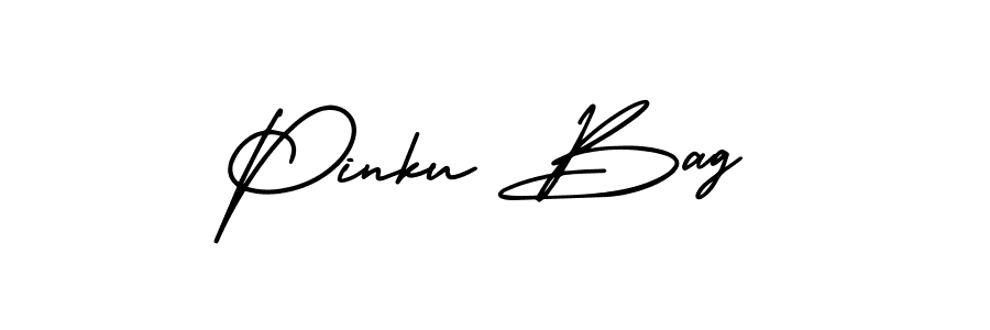 You should practise on your own different ways (AmerikaSignatureDemo-Regular) to write your name (Pinku Bag) in signature. don't let someone else do it for you. Pinku Bag signature style 3 images and pictures png
