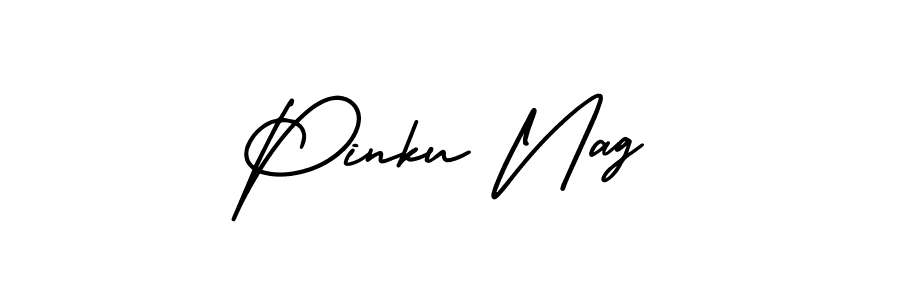 The best way (AmerikaSignatureDemo-Regular) to make a short signature is to pick only two or three words in your name. The name Pinku Nag include a total of six letters. For converting this name. Pinku Nag signature style 3 images and pictures png