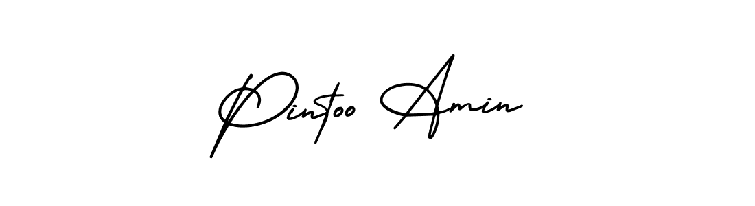 The best way (AmerikaSignatureDemo-Regular) to make a short signature is to pick only two or three words in your name. The name Pintoo Amin include a total of six letters. For converting this name. Pintoo Amin signature style 3 images and pictures png