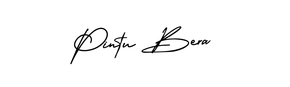 The best way (AmerikaSignatureDemo-Regular) to make a short signature is to pick only two or three words in your name. The name Pintu Bera include a total of six letters. For converting this name. Pintu Bera signature style 3 images and pictures png