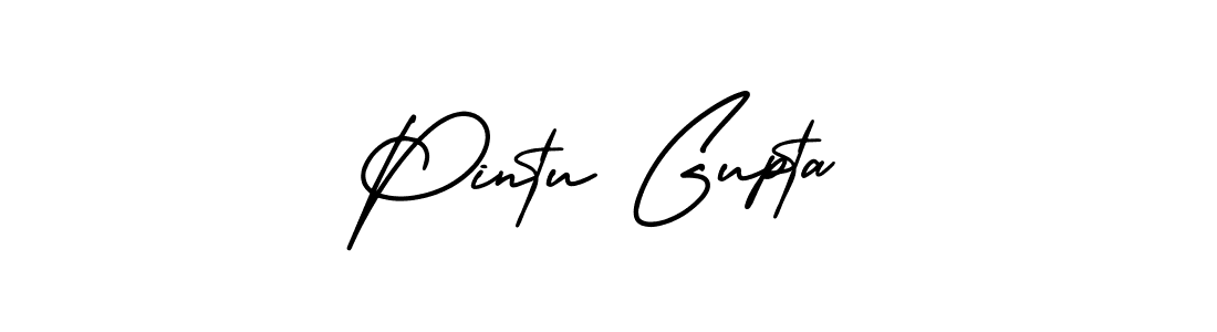 The best way (AmerikaSignatureDemo-Regular) to make a short signature is to pick only two or three words in your name. The name Pintu Gupta include a total of six letters. For converting this name. Pintu Gupta signature style 3 images and pictures png