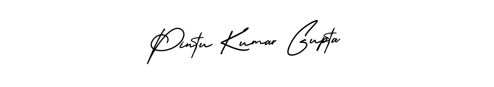 You should practise on your own different ways (AmerikaSignatureDemo-Regular) to write your name (Pintu Kumar Gupta) in signature. don't let someone else do it for you. Pintu Kumar Gupta signature style 3 images and pictures png