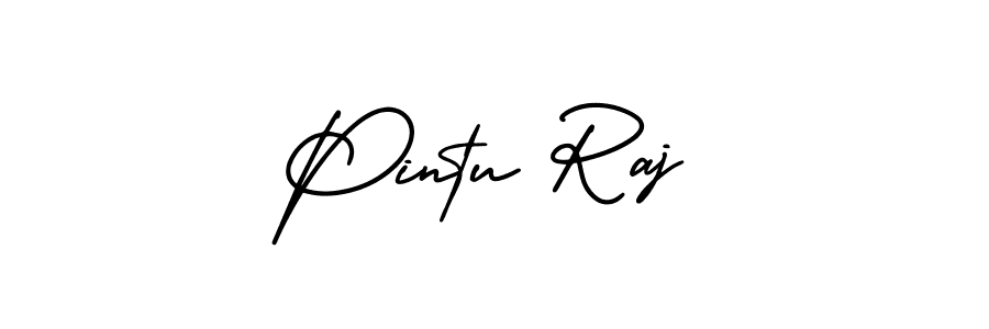 The best way (AmerikaSignatureDemo-Regular) to make a short signature is to pick only two or three words in your name. The name Pintu Raj include a total of six letters. For converting this name. Pintu Raj signature style 3 images and pictures png