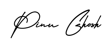 You should practise on your own different ways (AmerikaSignatureDemo-Regular) to write your name (Pinu Ghosh) in signature. Don't let someone else do it for you. Pinu Ghosh signature style 3 images and pictures png