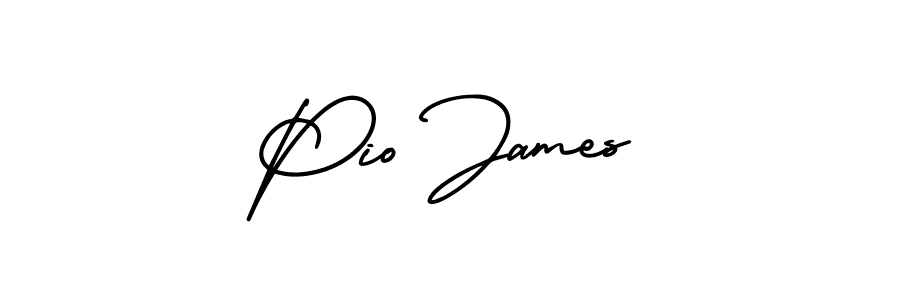 You should practise on your own different ways (AmerikaSignatureDemo-Regular) to write your name (Pio James) in signature. don't let someone else do it for you. Pio James signature style 3 images and pictures png