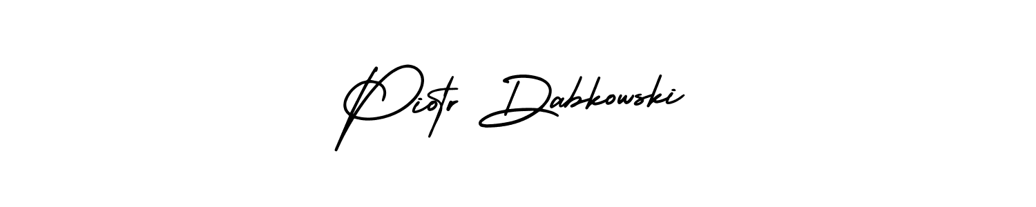 You should practise on your own different ways (AmerikaSignatureDemo-Regular) to write your name (Piotr Dabkowski) in signature. don't let someone else do it for you. Piotr Dabkowski signature style 3 images and pictures png