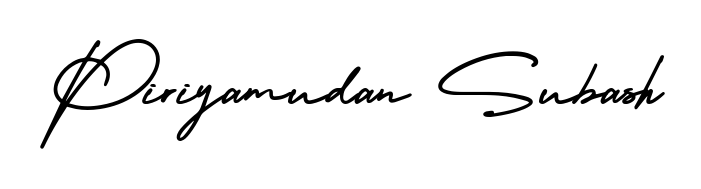 AmerikaSignatureDemo-Regular is a professional signature style that is perfect for those who want to add a touch of class to their signature. Get Piriyamudan Subash name fancy signature for free. Piriyamudan Subash signature style 3 images and pictures png