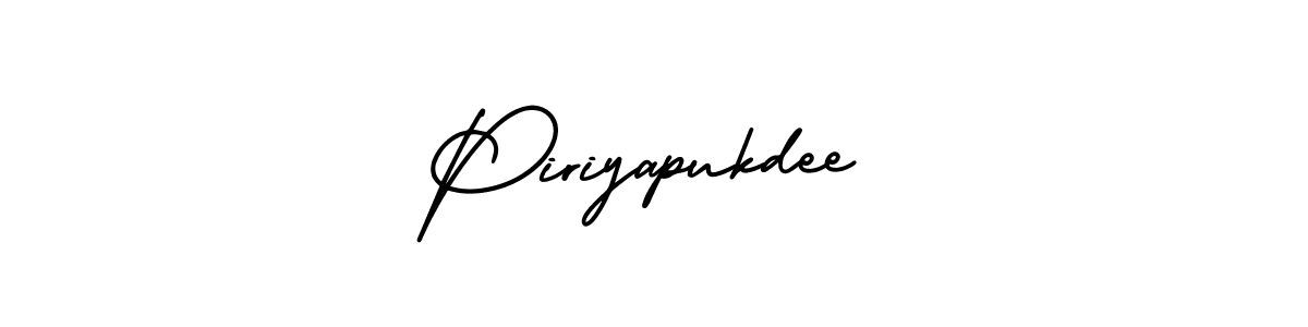 The best way (AmerikaSignatureDemo-Regular) to make a short signature is to pick only two or three words in your name. The name Piriyapukdee include a total of six letters. For converting this name. Piriyapukdee signature style 3 images and pictures png
