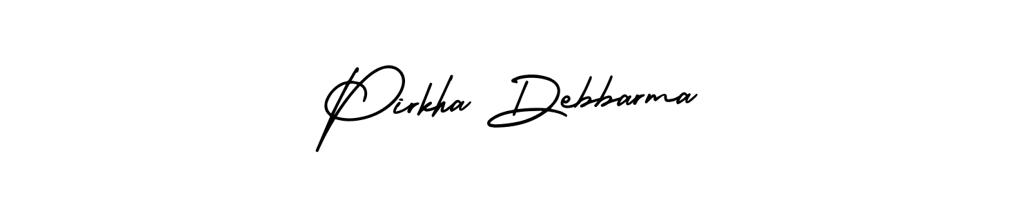 The best way (AmerikaSignatureDemo-Regular) to make a short signature is to pick only two or three words in your name. The name Pirkha Debbarma include a total of six letters. For converting this name. Pirkha Debbarma signature style 3 images and pictures png