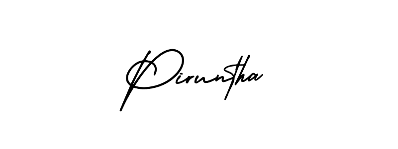 Use a signature maker to create a handwritten signature online. With this signature software, you can design (AmerikaSignatureDemo-Regular) your own signature for name Piruntha. Piruntha signature style 3 images and pictures png