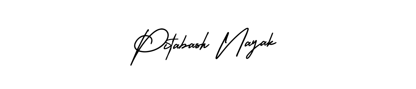 The best way (AmerikaSignatureDemo-Regular) to make a short signature is to pick only two or three words in your name. The name Pitabash Nayak include a total of six letters. For converting this name. Pitabash Nayak signature style 3 images and pictures png