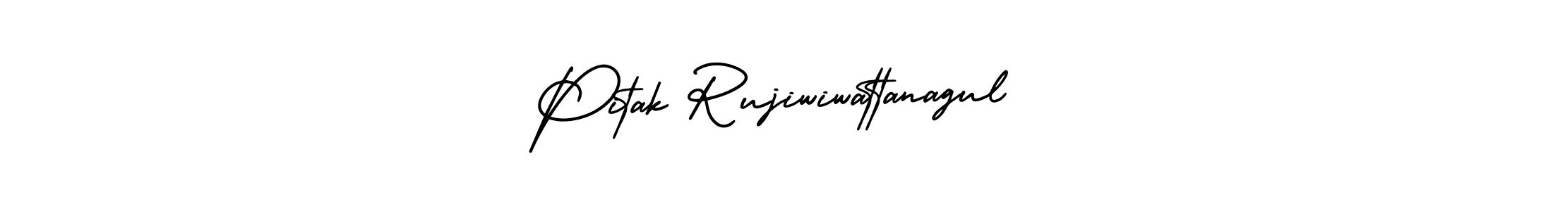 How to make Pitak Rujiwiwattanagul name signature. Use AmerikaSignatureDemo-Regular style for creating short signs online. This is the latest handwritten sign. Pitak Rujiwiwattanagul signature style 3 images and pictures png