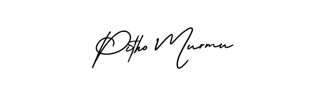if you are searching for the best signature style for your name Pitho Murmu. so please give up your signature search. here we have designed multiple signature styles  using AmerikaSignatureDemo-Regular. Pitho Murmu signature style 3 images and pictures png