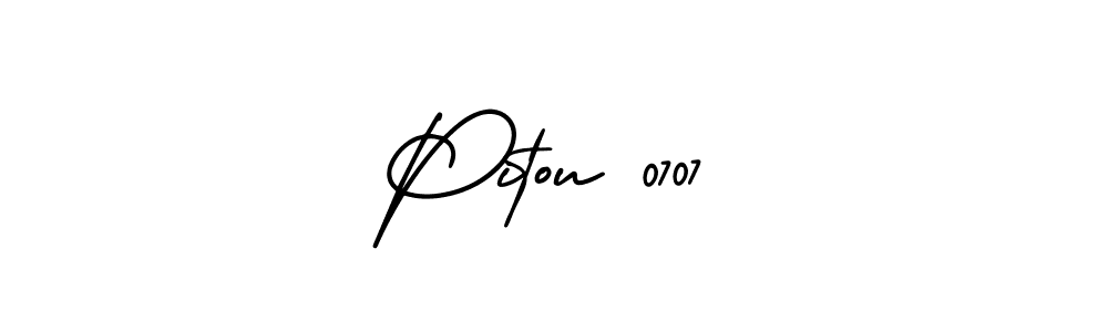 You should practise on your own different ways (AmerikaSignatureDemo-Regular) to write your name (Pitou 0707) in signature. don't let someone else do it for you. Pitou 0707 signature style 3 images and pictures png