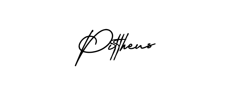 The best way (AmerikaSignatureDemo-Regular) to make a short signature is to pick only two or three words in your name. The name Pittheus include a total of six letters. For converting this name. Pittheus signature style 3 images and pictures png
