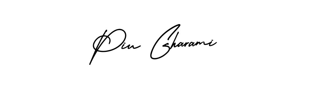 Make a beautiful signature design for name Piu Gharami. With this signature (AmerikaSignatureDemo-Regular) style, you can create a handwritten signature for free. Piu Gharami signature style 3 images and pictures png