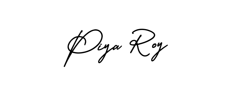 You should practise on your own different ways (AmerikaSignatureDemo-Regular) to write your name (Piya Roy) in signature. don't let someone else do it for you. Piya Roy signature style 3 images and pictures png