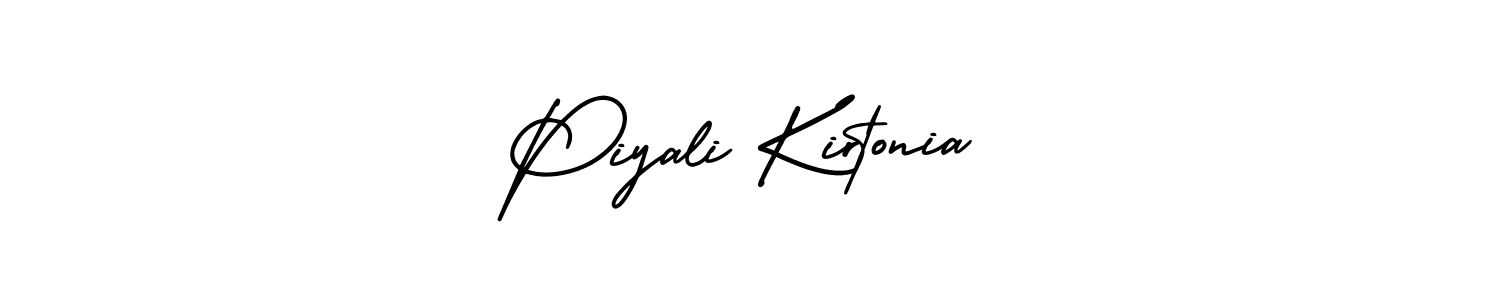 You should practise on your own different ways (AmerikaSignatureDemo-Regular) to write your name (Piyali Kirtonia) in signature. don't let someone else do it for you. Piyali Kirtonia signature style 3 images and pictures png