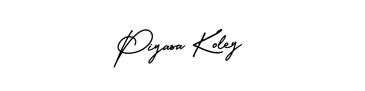 The best way (AmerikaSignatureDemo-Regular) to make a short signature is to pick only two or three words in your name. The name Piyasa Koley include a total of six letters. For converting this name. Piyasa Koley signature style 3 images and pictures png