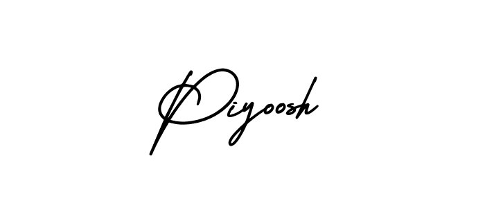 You should practise on your own different ways (AmerikaSignatureDemo-Regular) to write your name (Piyoosh) in signature. don't let someone else do it for you. Piyoosh signature style 3 images and pictures png