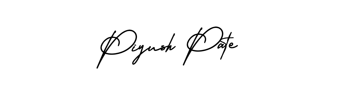 The best way (AmerikaSignatureDemo-Regular) to make a short signature is to pick only two or three words in your name. The name Piyush Pate include a total of six letters. For converting this name. Piyush Pate signature style 3 images and pictures png