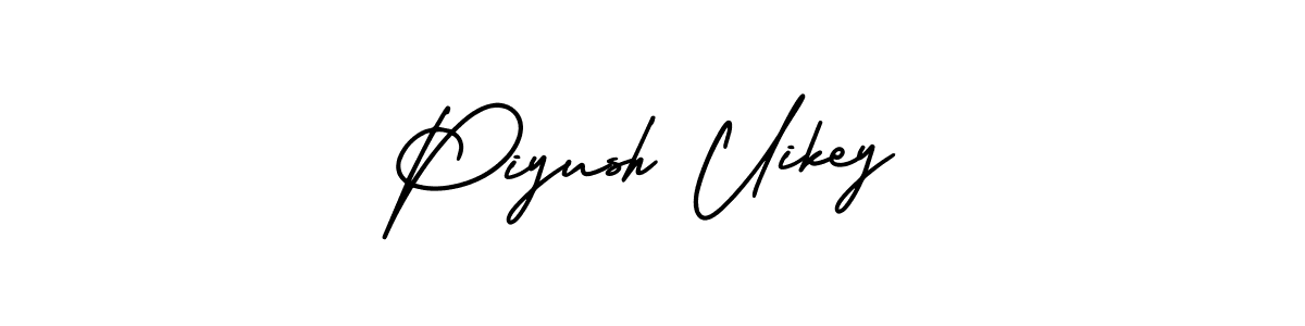 You should practise on your own different ways (AmerikaSignatureDemo-Regular) to write your name (Piyush Uikey) in signature. don't let someone else do it for you. Piyush Uikey signature style 3 images and pictures png