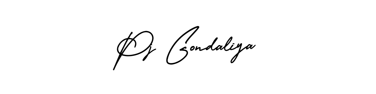 AmerikaSignatureDemo-Regular is a professional signature style that is perfect for those who want to add a touch of class to their signature. It is also a great choice for those who want to make their signature more unique. Get Pj Gondaliya name to fancy signature for free. Pj Gondaliya signature style 3 images and pictures png